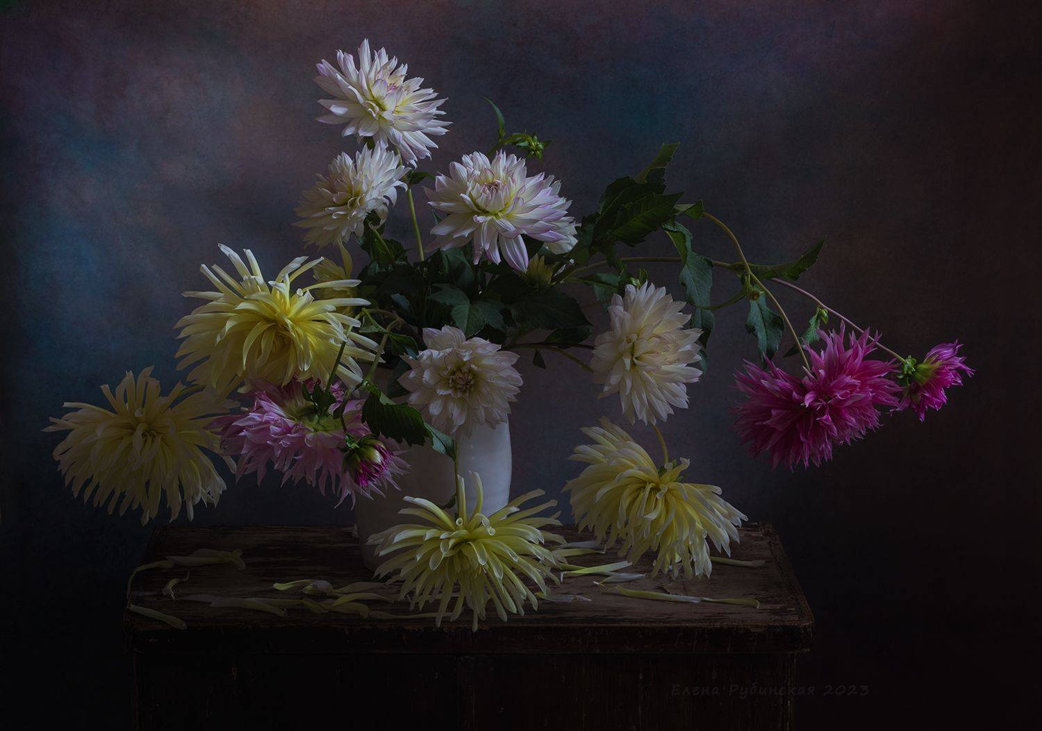 цветы, георгины, букет, Елена Рубинская