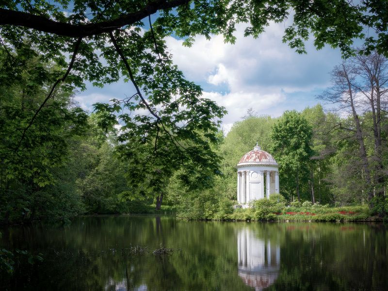 Ротонда в заброшенном парке фото превью