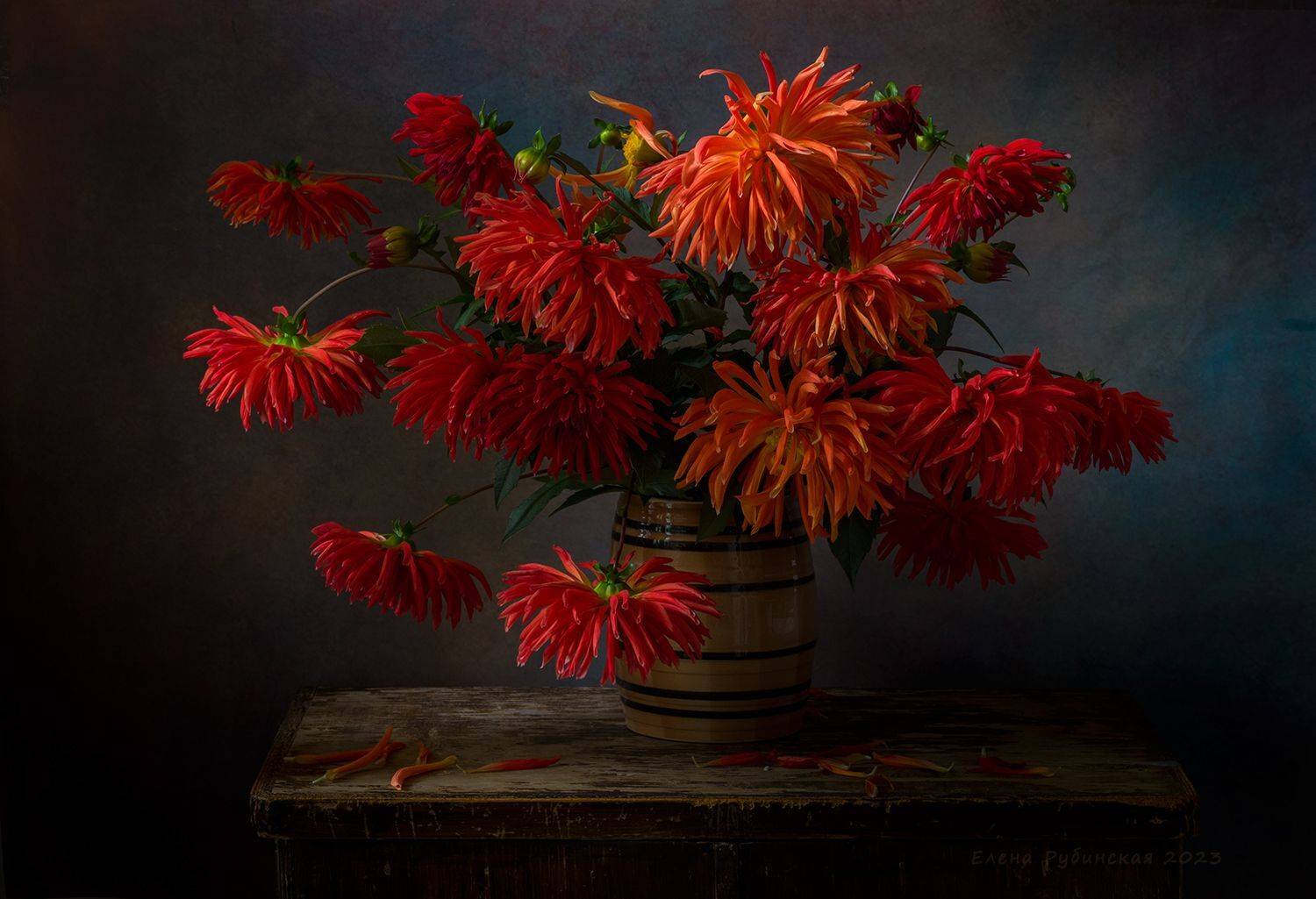 цветы, георгины, букет, Елена Рубинская