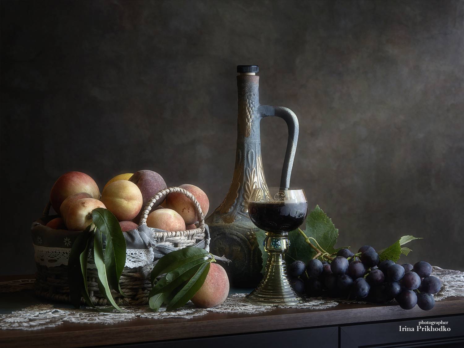 натюрморт, лето, фрукты, вино, Приходько Ирина
