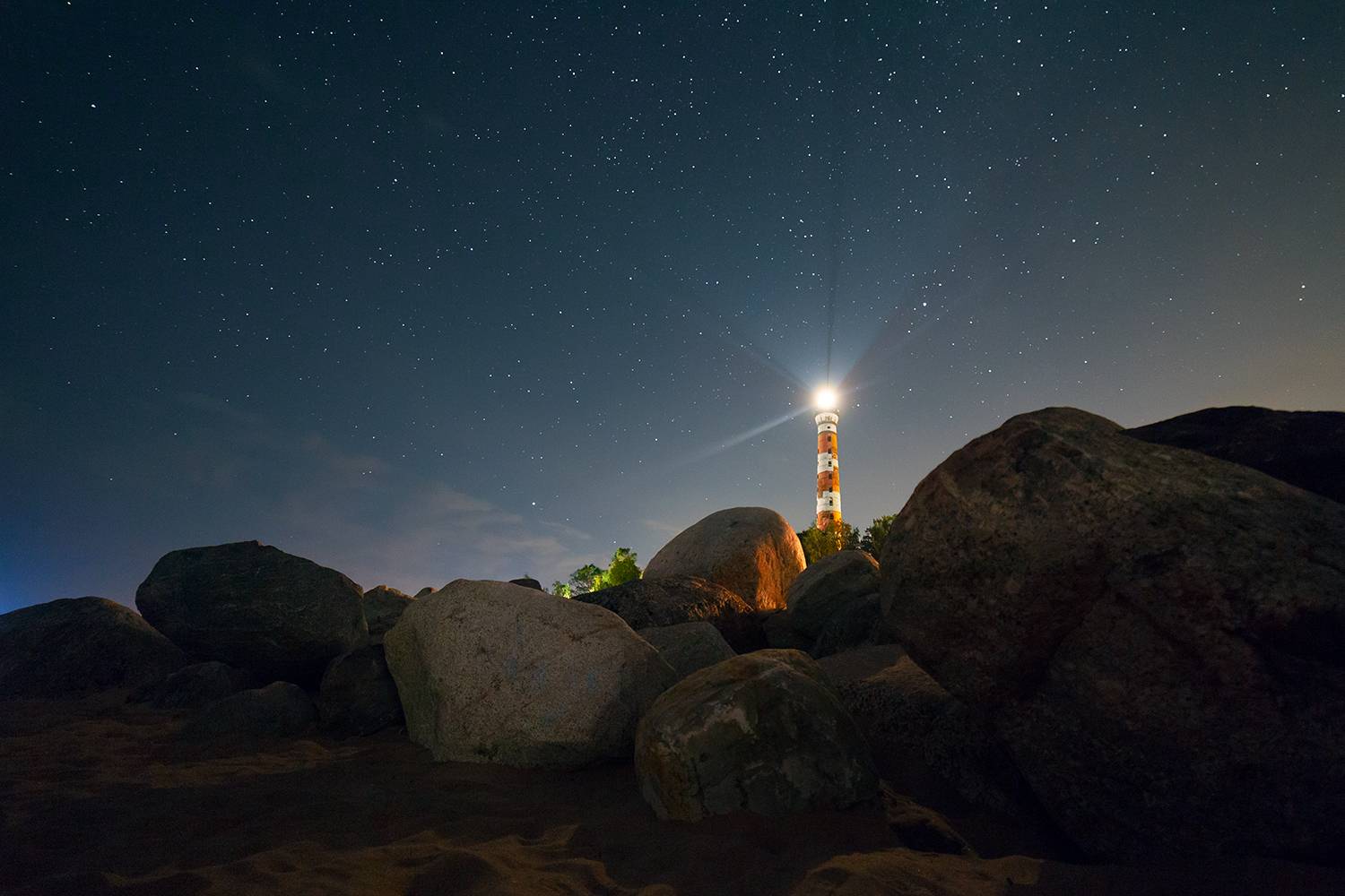 ночь, пейзаж, маяк, Хамаганова Мария