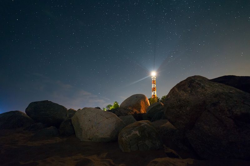 ночь, пейзаж, маяк Lighthouse фото превью