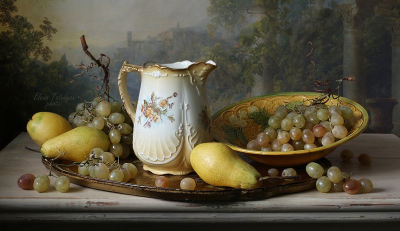 фрукты, виноград, груши С виноградом и грушами фото превью