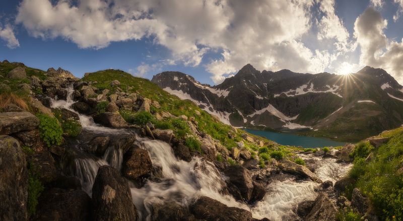 россия, кчр, кавказ, пейзаж, природа, горы, имеретинские озера, рассвет, озеро безмолвия, сергейалтушкин Большое Имеретинское озеро фото превью