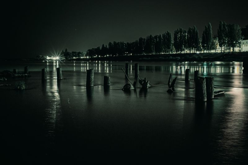 ночь, река, мост, природа, город Ночной поход фото превью