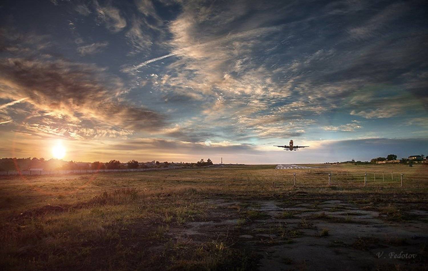 Аэропорт, Восход солнца, Небо, Самолёт, Саратов, Споттинг, Федотов Вадим(Vadius)