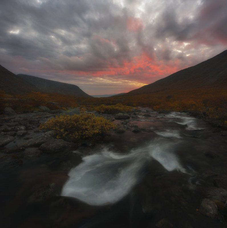 Закат на реке Малая Белая. фото превью