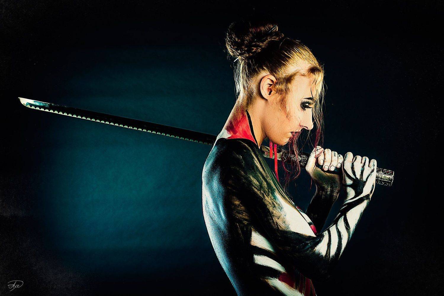 Bodypainting, Portrait, Sword, Woman, Руслан Болгов (Axe)