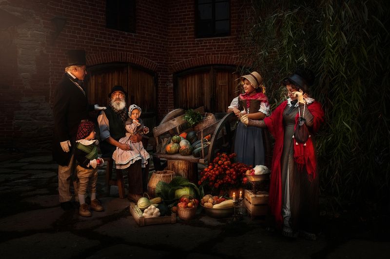 кино, история, историческая съемка, костюмы, винтаж, осень, на улице, 19 век Ночной рынок фото превью