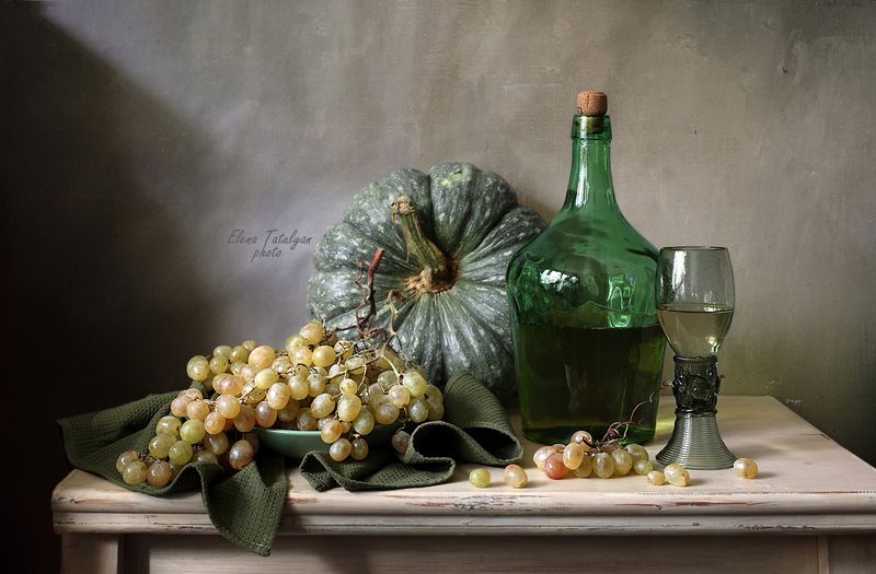 виноград, вино, тыква В зелено-оливковых тонах фото превью