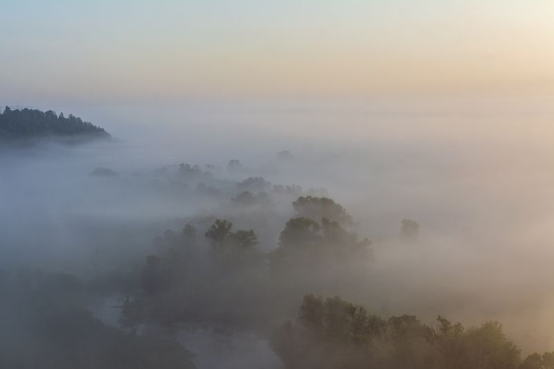 крапивенское городище, рассвет, туман, река корень, крапивное Туманное утро. фото превью
