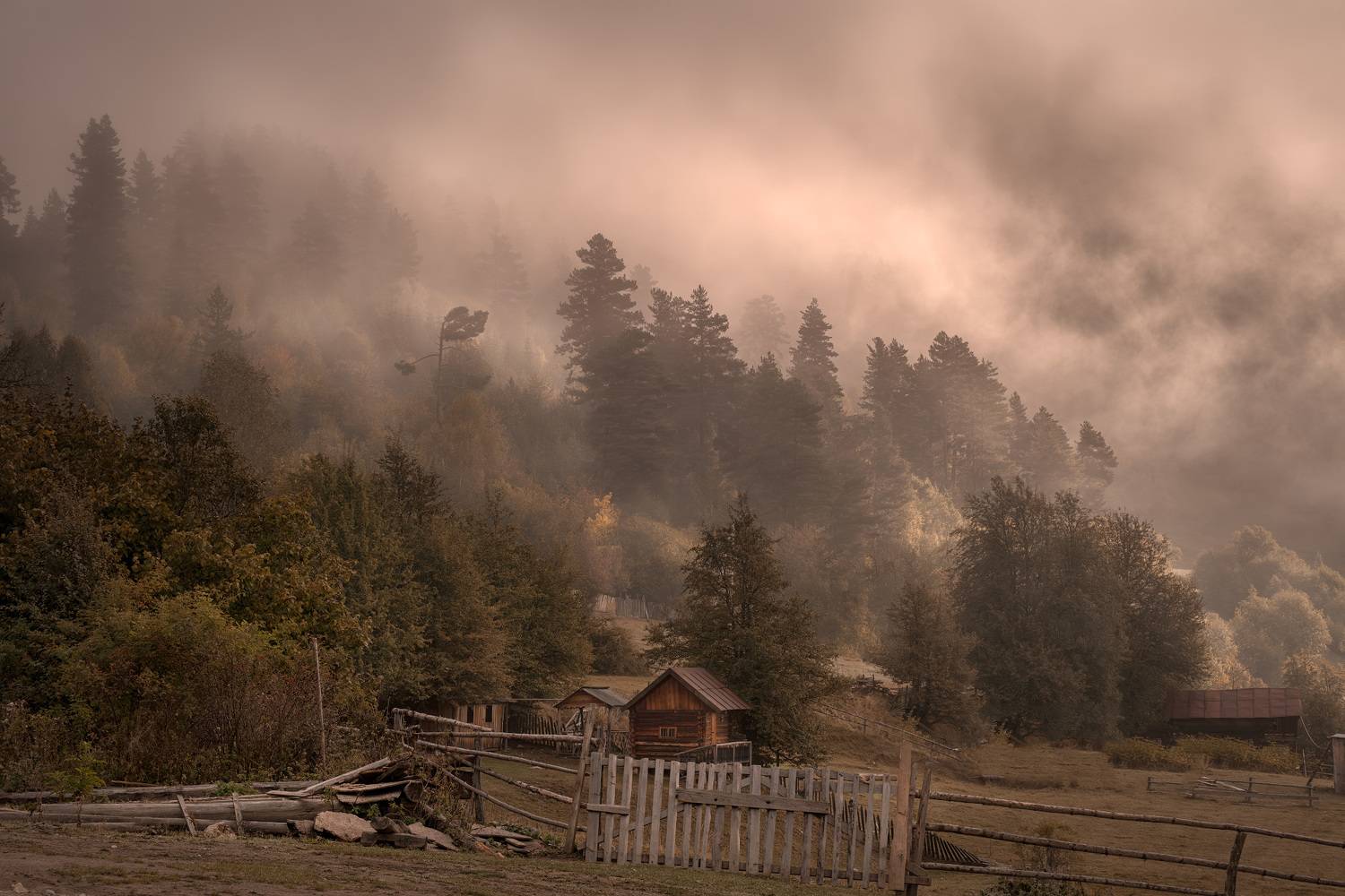 svaneti, mountain, clouds, sky, autumn, forest, fall, high, nature, landscape, scenery, travel, outdoors, georgia, sakartvelo, chizh, Чиж Андрей