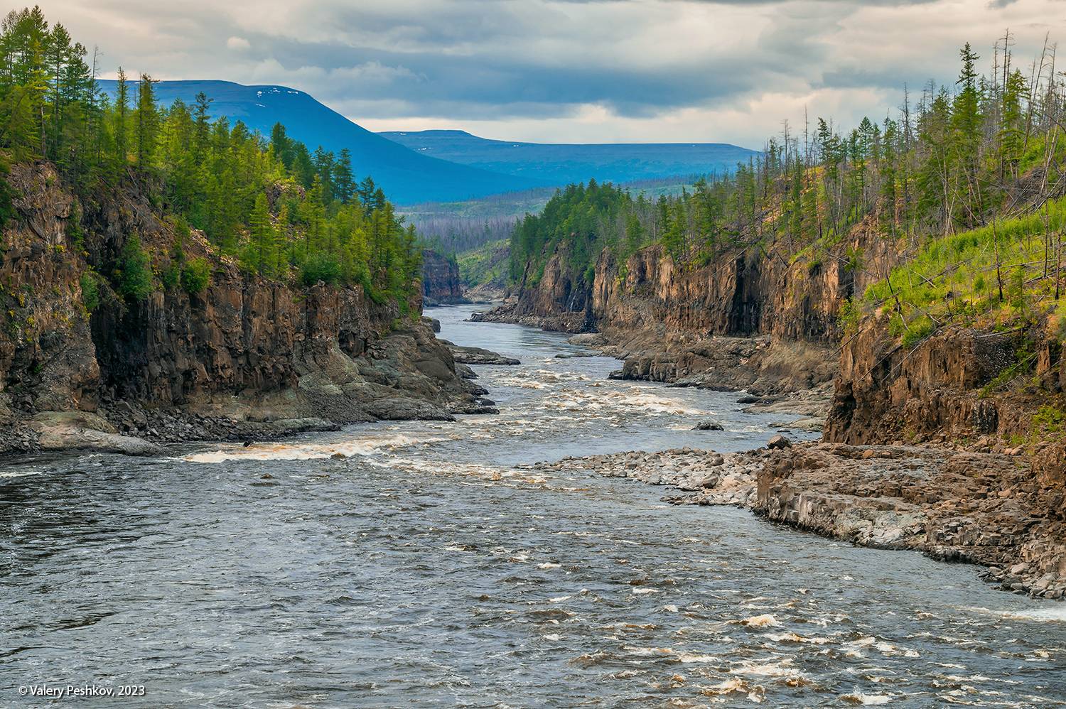 река курейка, каньон, плато путораны, скалы, пороги, лиственницы, владимир коваль, Пешков Валерий
