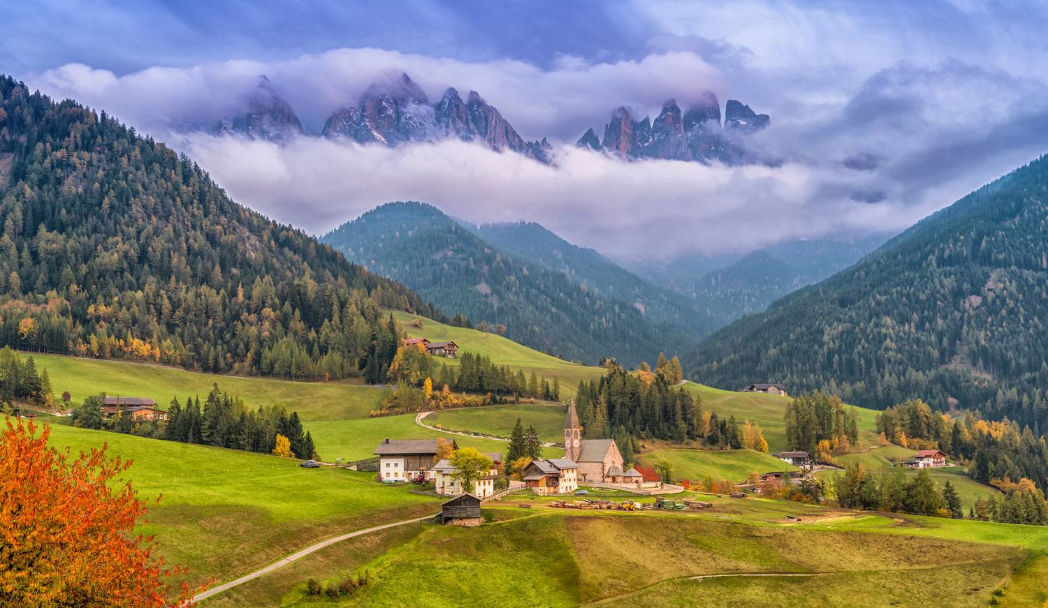 природа, пейзаж,горы, Санта Маддалена, горы, Италия, Доломиты, Лариса Дука