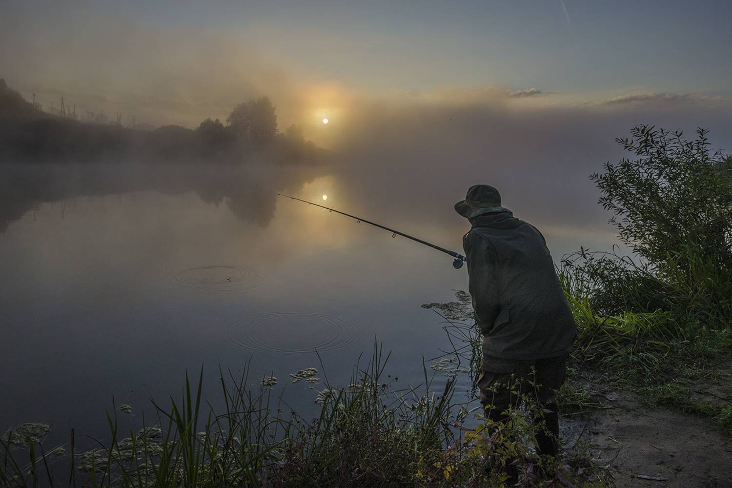 утро, рассвет, архангельское, рыбак, рыбалка, Михаил Агеев