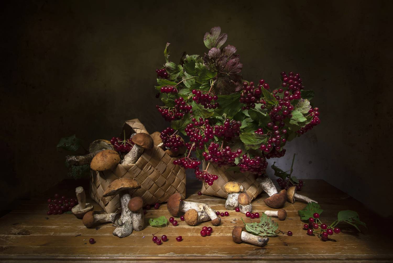 натюрморт, грибы, калина, Татьяна Феденкова