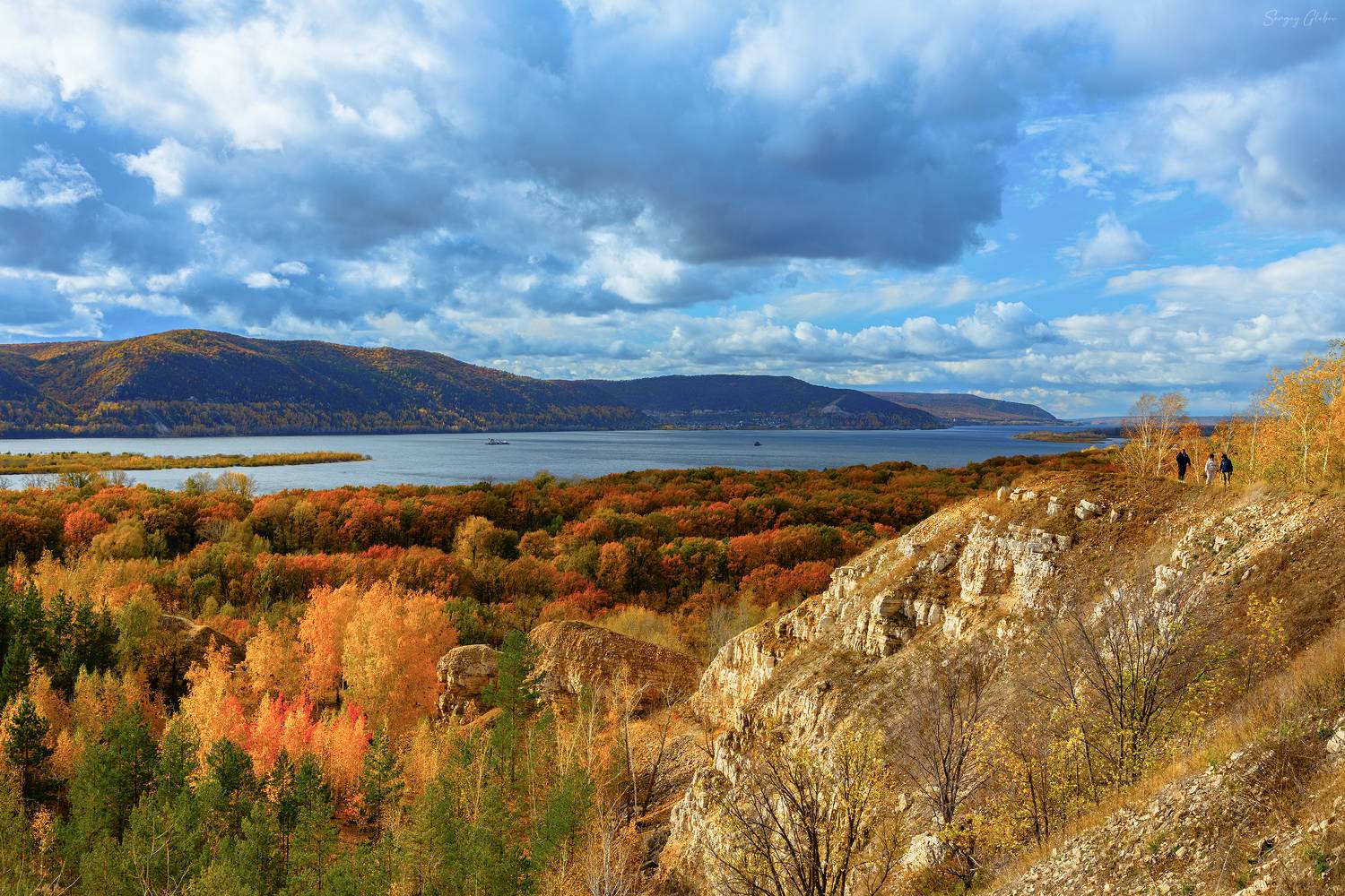осень, краски осенние, небо, река, Сергей Глебов