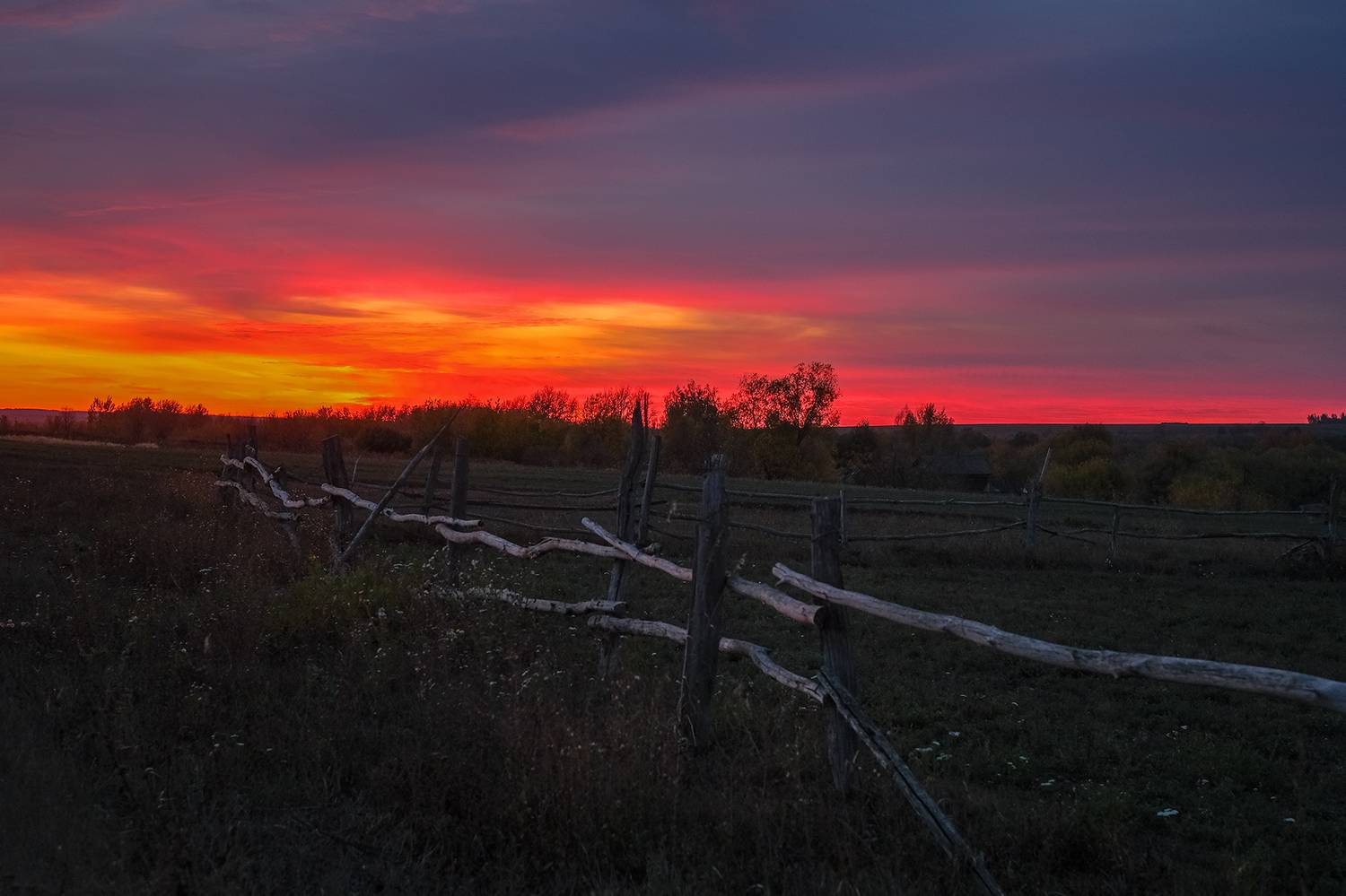 осень закат село, Владислав Никишин