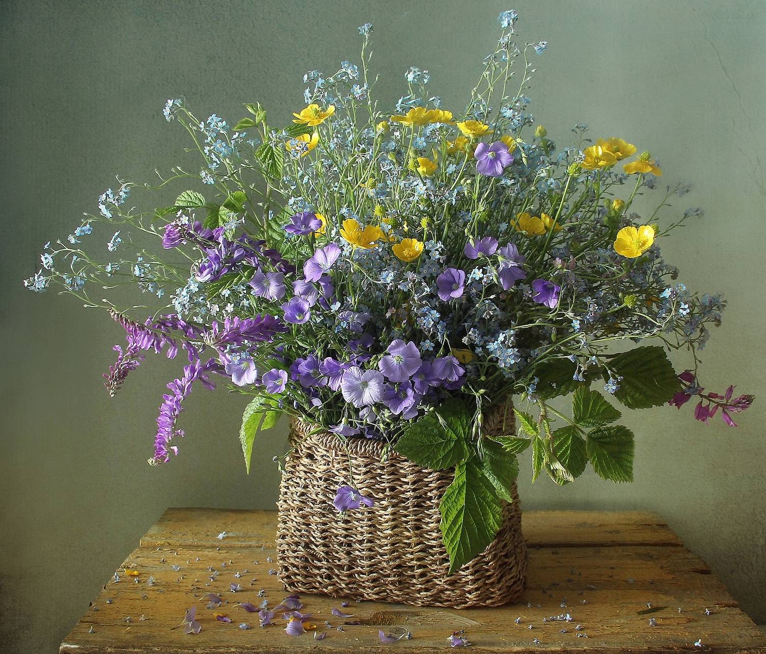 натюрморт, цветы, полевые цветы, лето, марина филатова, лён, Марина Филатова