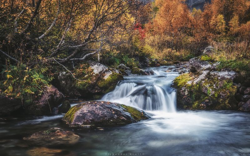 осень, дукка, архыз, ручей, река, порог Осенний поток фото превью
