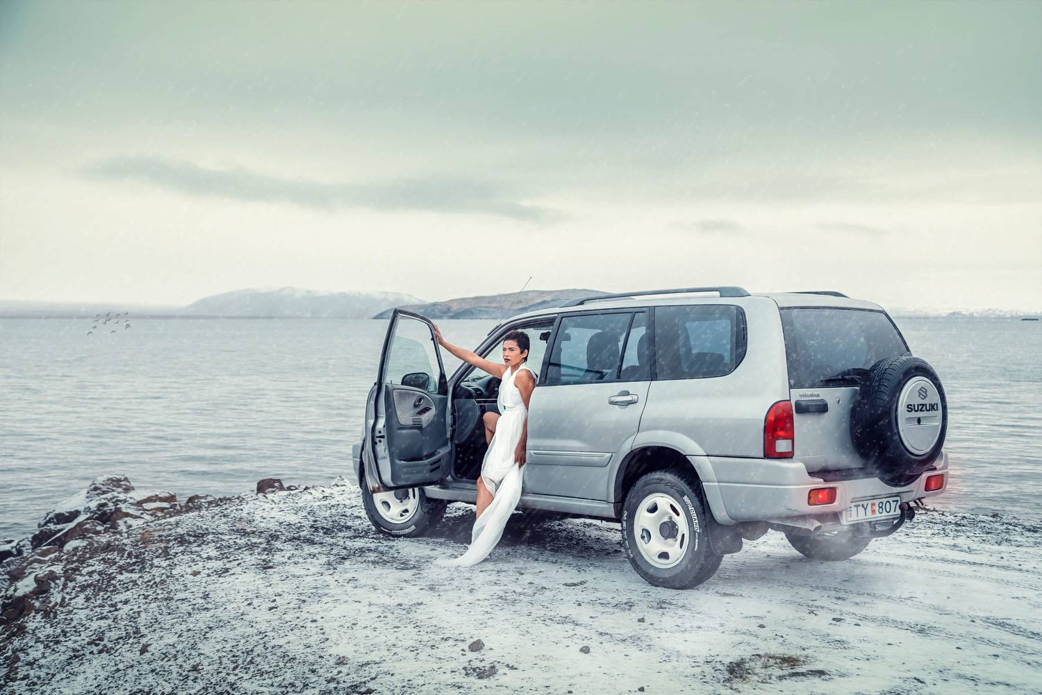 portrait, girl, asian, iceland, winter, snow, bride, pentax, women, lake, , Matikas Julius