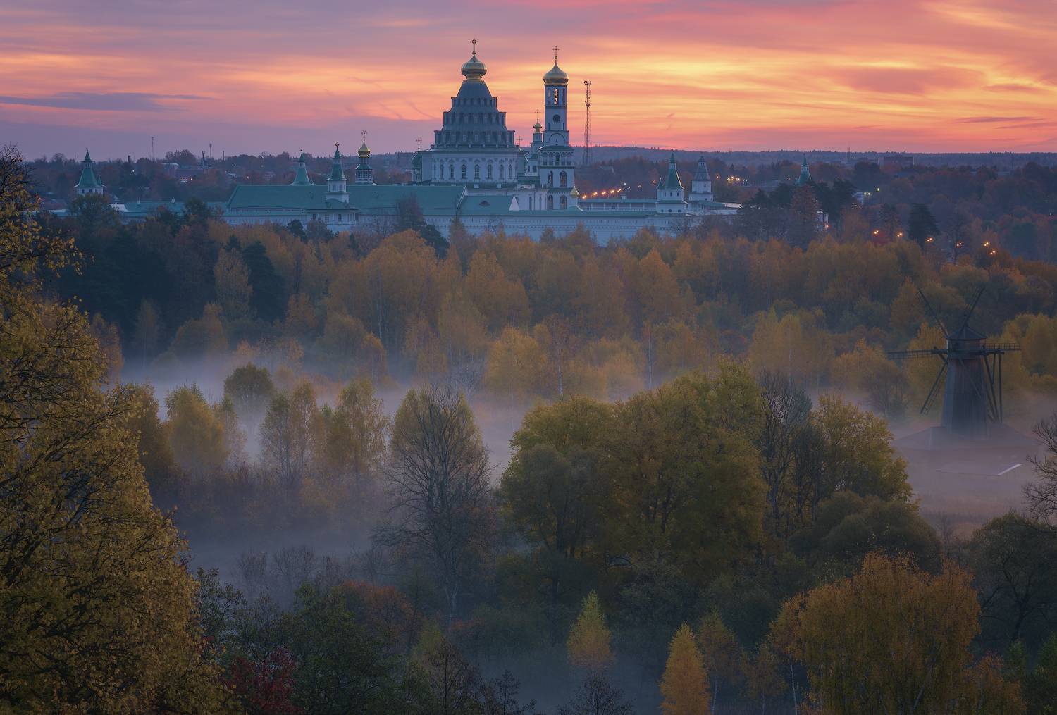 утро, рассвет, туман, истра, новый иерусалим, Левыкин Виталий
