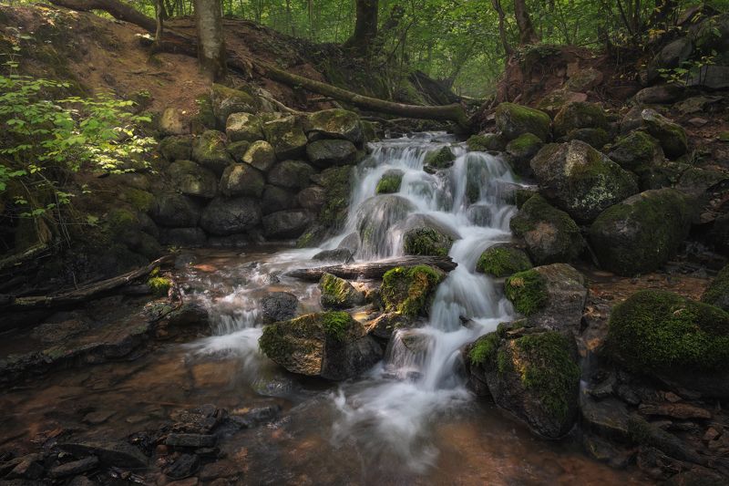 пейзаж, водопад, старый мельничный ручей  фото превью