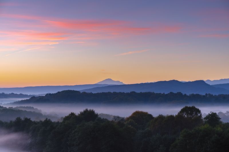 Туманное утро фото превью