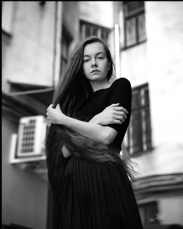 портрет, женский портрет, женская красота, девушка, чб, чернобелое, гламур, модель, model, glamur, portrait, bw, black and white Маша фото превью