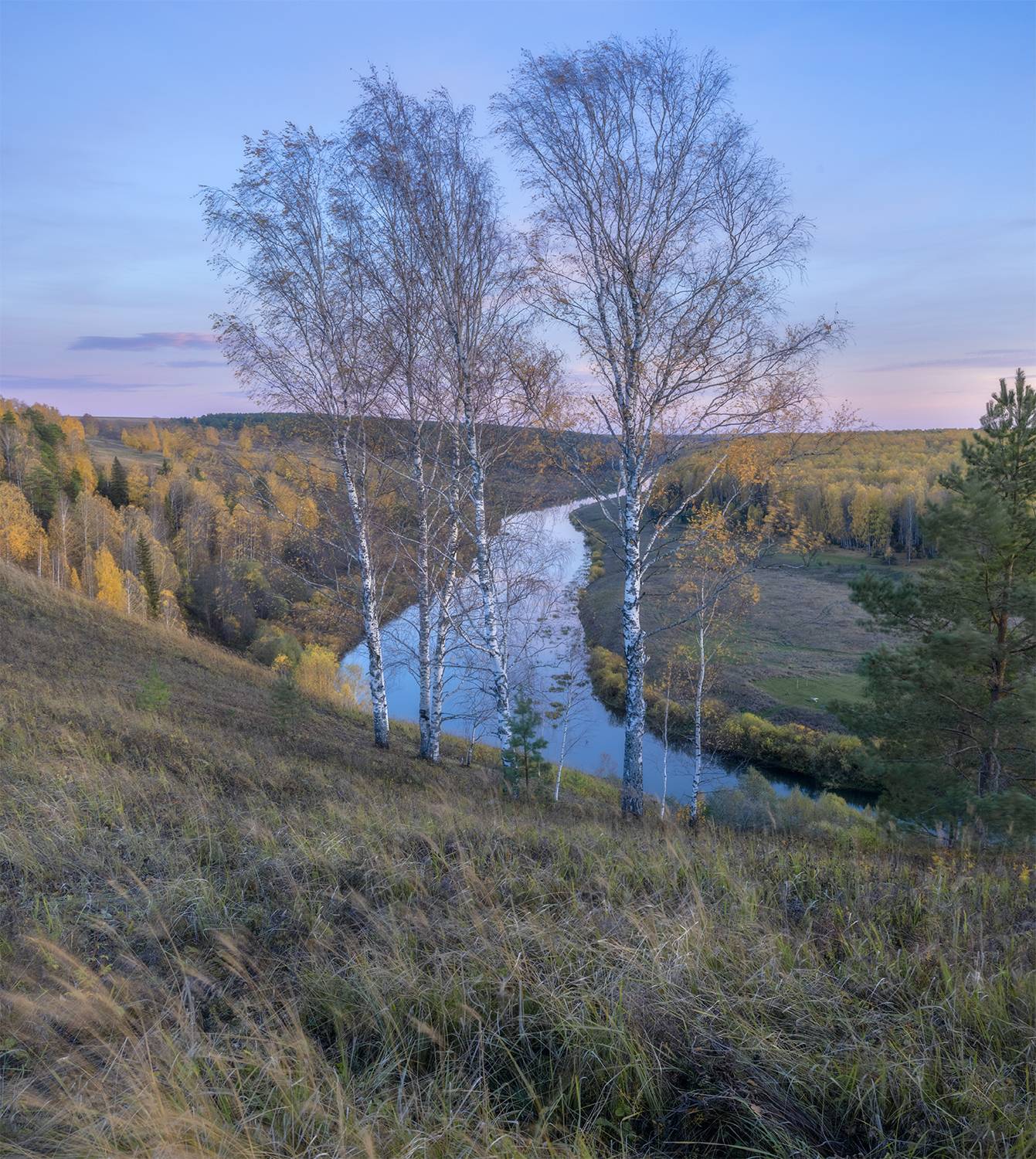 вечер октябрь река березы ветер, Сергей Буторин
