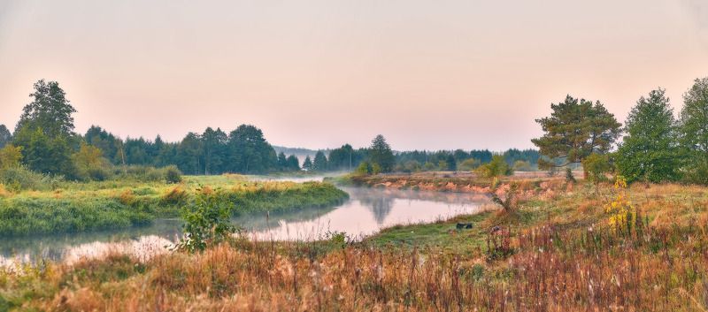 беларусь, неман, осень, поля, рассвет, река, сентябрь, туман, утро Теплый Сентябрь. Утро на Немане фото превью