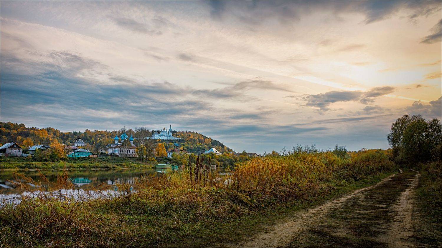 пейзаж, архитектура, монастырь, осень, вечер, свет, цвет, александр никитинский, Никитинский Александр