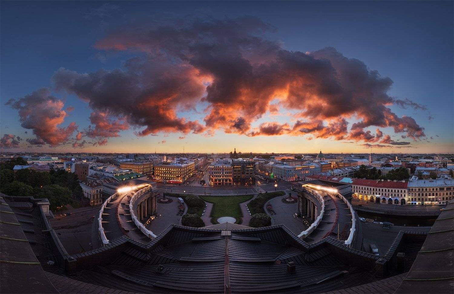 Казанский собор, Крыша, Невский проспект, Панорама, Рассвет, Санкт петербург, Утро, Сергей Лукс