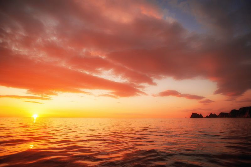 рассвет, тихий океан, камчатка Рассвет в Тихом океане фото превью