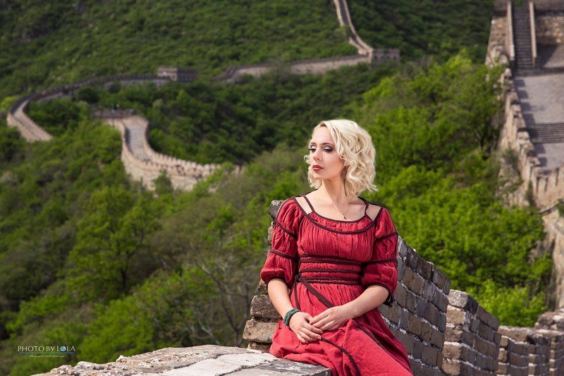 Пекин, Китай, певица, девушка, природа, портрет, Азия, фотосессия, ВКС, стена, китайская, великая, блондинка, красота  фото превью
