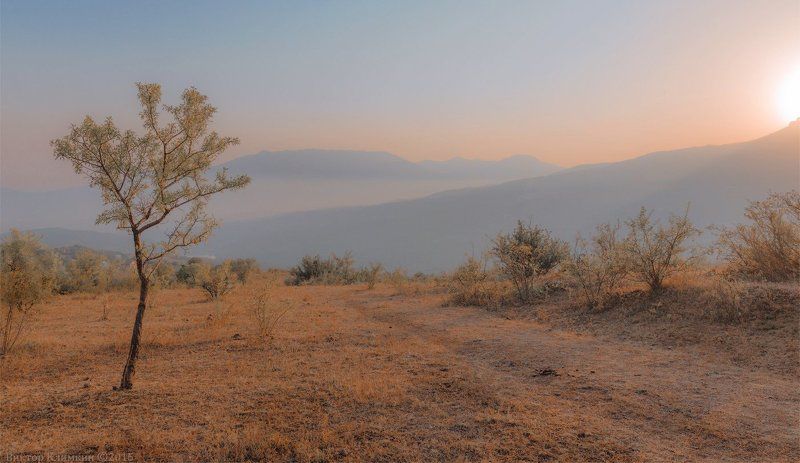 вечер, горы, дорога, закат, крым, солнце Крымский вечер фото превью