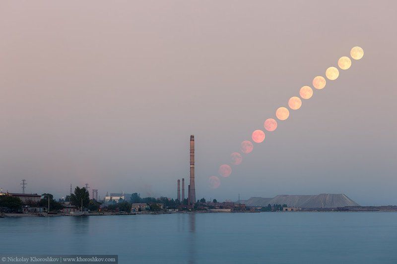 Город, Городской пейзаж, Луна, Пейзаж Многолуние фото превью