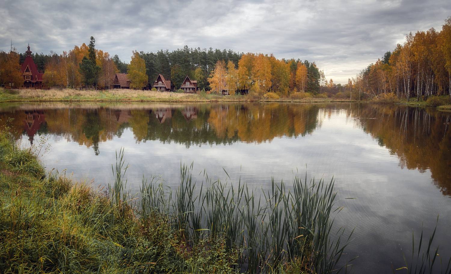 осень, пруд, вечер , берендеевка, деревня, Сергей Аникин