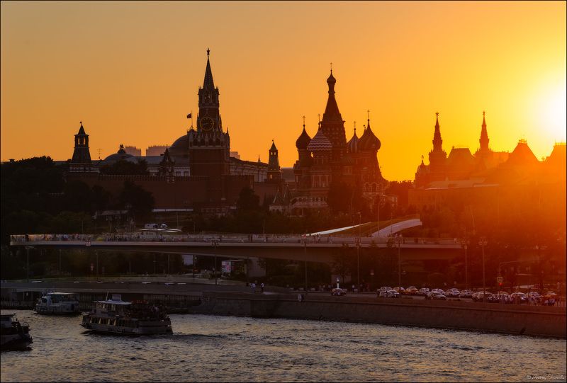 москва, москва-река, кремль Вечер фото превью