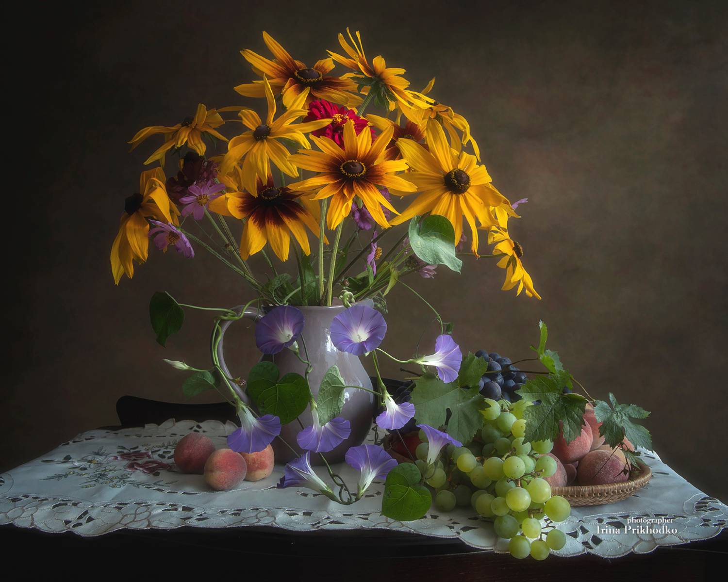 натюрморт, цветы, букеты, фрукты, Приходько Ирина