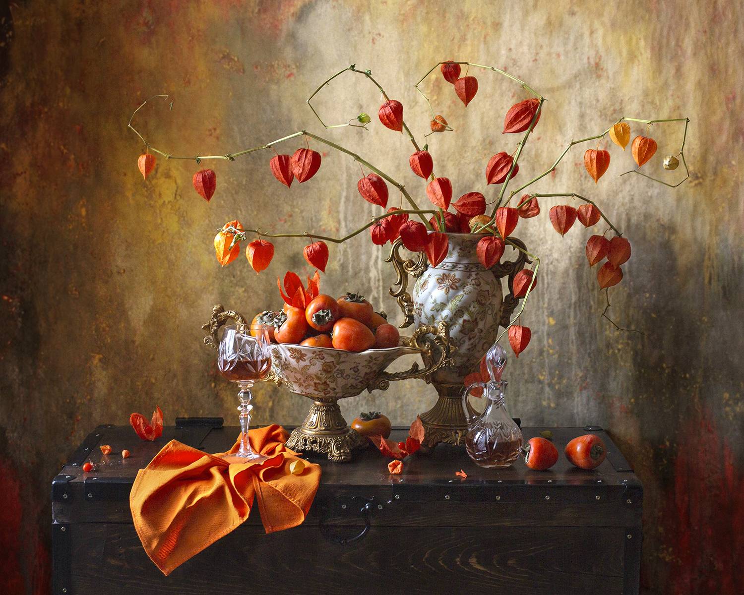 мила_миронова, фотонатюрморт, натюрморт_с_цветами, натюрморт_с_букетом, осень, позитив, физалис, вино, красивая_картина, Миронова Мила