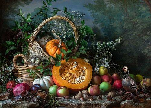 Still Life with Partridge and Pumpkins