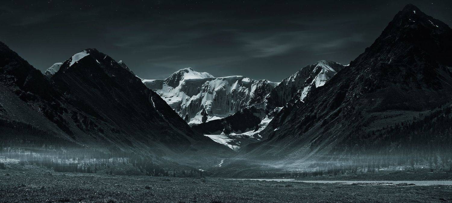 алтай, белуха, ночь, туман, горы, ак-кем, путешествие, поход, пейзаж, природа, Художников Павел