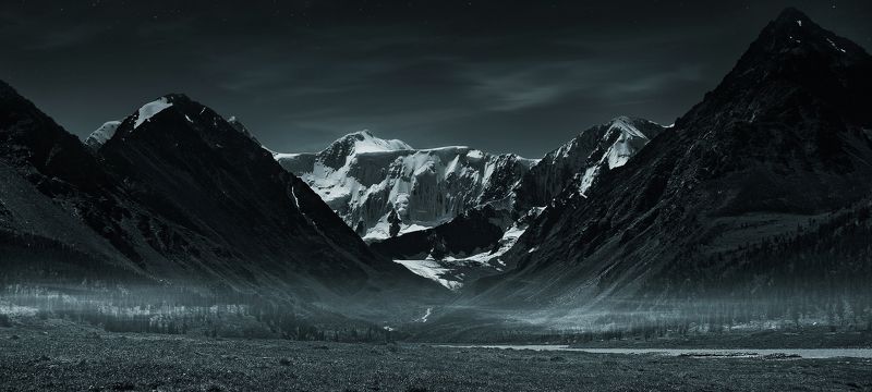 алтай, белуха, ночь, туман, горы, ак-кем, путешествие, поход, пейзаж, природа В поисках \