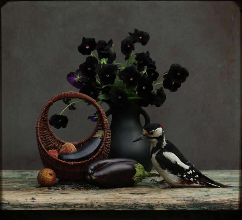 dendrocopos major С баклажанами 2 фото превью