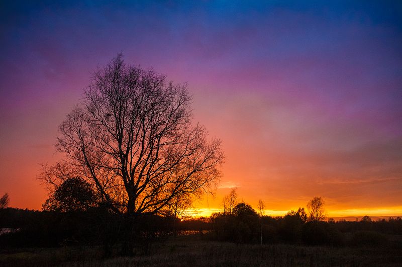 Закат в деревне фото превью