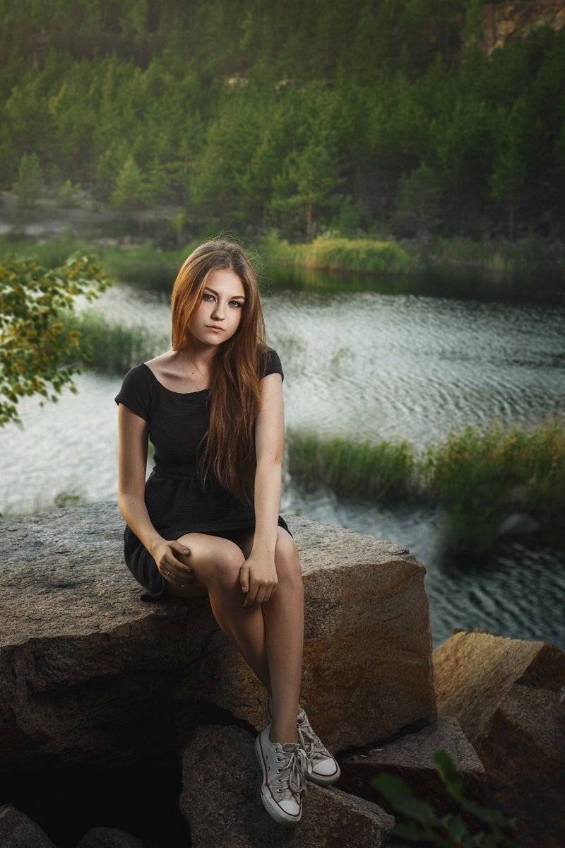 dress, forest, girl, ivankopchenov, natural light, outdoor, portrait, tree, иванкопченов, лес, портрет, портрет девушки, сосны, камни, Иван Копченов