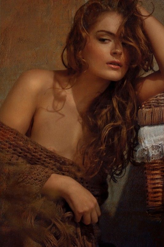 девушка, женщина, красота, ню, холст, картина, плед, вечер, истома, Истома фото превью