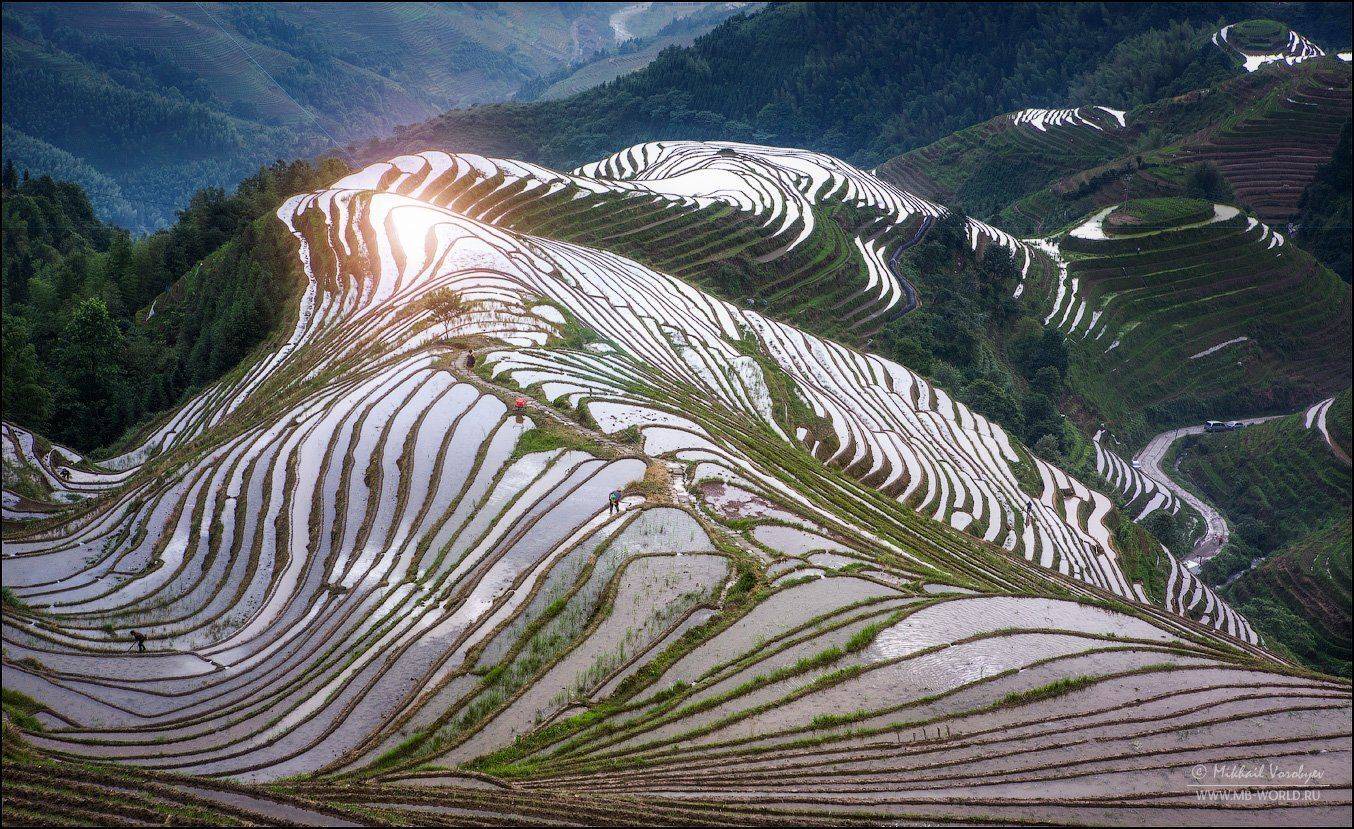 Китай, Гуанси, Лунцзи, рисовые террасы, пейзаж, отражения, фототур, mb-world.ru, Михаил Воробььев