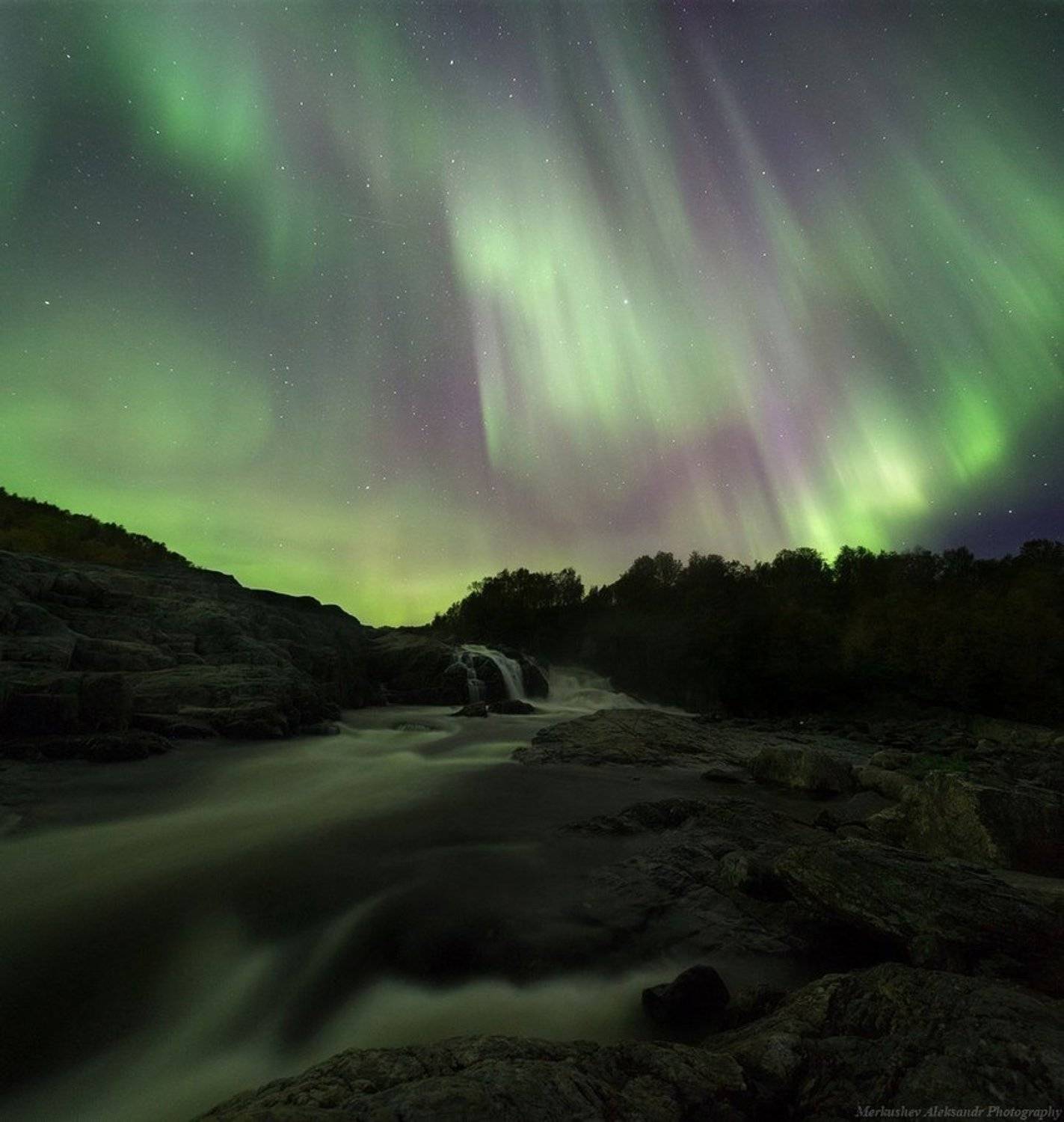 Вода, Заполярье, Звезды, Звёзды, Ночь, Осень, Природа, Север, Северное сияние, Сентябрь, Меркушев Александр